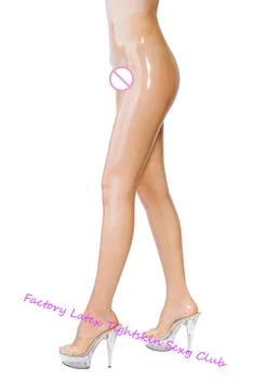 Şeffaf lateks tayt seksi kauçuk lateks pantolon külotlu pantolon çorap ile kadınlar için lateks pantolon kadın