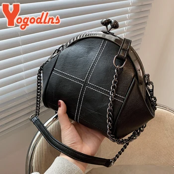 Yogodlns Minimalist Klip omuzdan askili çanta Kadınlar için PU Deri Zincirler Crossbody Çanta Tasarımcısı askılı çanta bayan Çanta ve Çanta