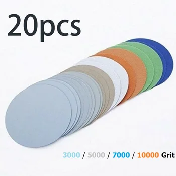 20 adet 125mm/5 inç Silikon Karbür Zımpara Diskleri 3000 5000 7000 10000 Grit Parlatma Otomotiv Metal Mobilya Kum Kağıtları