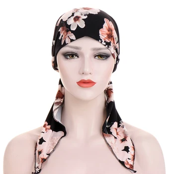Moda Streç Çiçek Kapaklar Şapkalar Bayan Leopar Headdress Çiçek Baskı Türban Şapka Kadın Yumuşak Başlığı Elastik saç atkı