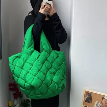 Kış Yeni Tasarımcı Kadın Çanta Aşağı Dolum Büyük Tote Alışveriş Çanta Elmas Kafes Kirpi omuz çantaları