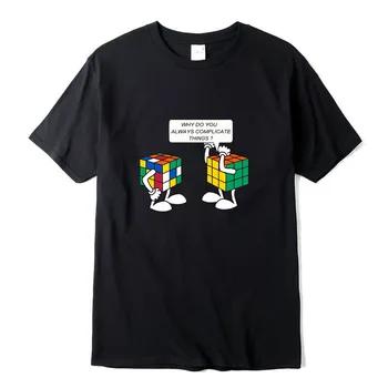 Yaz Ilginç Rubik Küp baskı t-shirt Erkekler Yüksek Kaliteli T shirt Gevşek kadın T-shirt Unisex O-Boyun Sokak Hip Hop Tee Üst