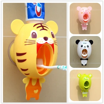 Karikatür Diş Macunu Dağıtıcı Güçlü Emme Enayi Banyo Aksesuarları Seti Diş Fırçası Tutucu Otomatik Diş Fırçası Tutucu Çocuk