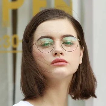 ZENOTTIC yuvarlak Anti mavi ışık bilgisayar gözlük kadınlar lüks marka Alaşım optik gözlük Vintage miyopi gözlük çerçevesi