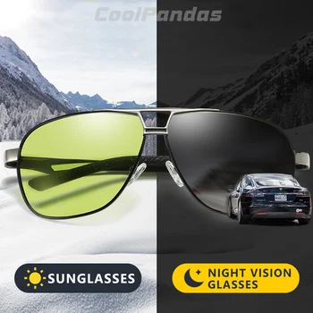 Unisex Alüminyum Magnezyum HD Fotokromik Polarize Güneş Gözlüğü Erkekler Sarı Gündüz Gece Sürüş Erkek Oculos parlama Önleyici Gözlük Gafas