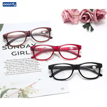 Seemfly HD okuma gözlüğü Erkekler ve Kadınlar Aynı Stil Rahat tam Çerçeve Taşınabilir Presbiyopik Gözlük Derece + 1 + 4