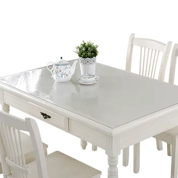 Yumuşak Cam PVC Masa Örtüsü Masa örtüsü 1mm Şeffaf Su Geçirmez Dikdörtgen Masa Örtüsü Pedi mutfak yağı Geçirmez yemek masası Mat