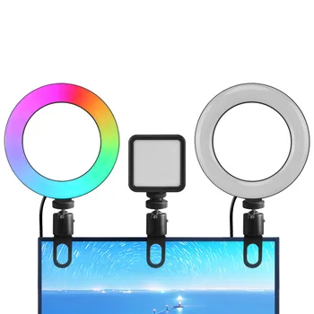 16cm RGB Video Konferans Aydınlatma Klip halka ışık Video klip Webcam ışık kamera lambası dizüstü Makyaj fotoğraf lamba