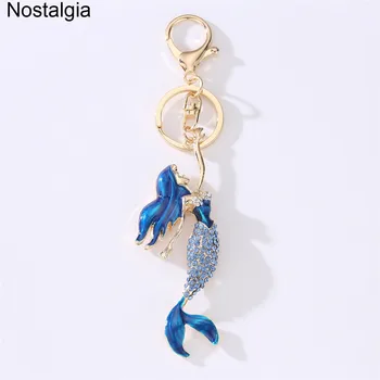Nostalji Mermaid Anahtarlık Renkli Takı Küçük Denizkızı Masalı Aksesuarları Kristal Charm Anahtarlıklar
