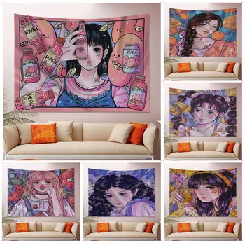 Güzel Kız Anime Goblen Oturma Odası Ev Yurt duvar süsü Ev Dekor