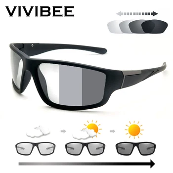 VIVIBEE Erkekler Fotokromik Güneş Gözlüğü Siyah Spor Gözlük Kadın Renk Değiştiren Polarize Sürüş 2022 Renk Değişikliği güneş gözlüğü