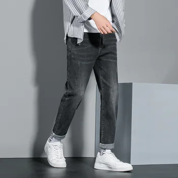 Erkek Moda Kot Erkekler 2022 Yeni Rahat Yüksek Kaliteli Pamuklu erkek Jean Mavi Nakış Slim Fit Low Rise Kot pantolon