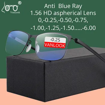 Vanlook erkek miyopi gözlük Anti mavi ışık bilgisayar gözlük TR90 optik gözlük çerçevesi UV engelleme gözlük-0.50 -0.75-6.0