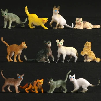 Çiftlik Hayvanları 12 adet Simülasyon Hayvan modeli Pet Kedi Aksiyon Figürleri mini Plastik Modeller Bebek Çocuk Oyuncakları