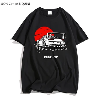 İlk DDrift Yarış Rx-7 T Shirt %100 % Saf Pamuk Takumi Fujiwara Rx 7 Jdm Tişört Erkek Yaz Streetwear Japon moda üst giyim