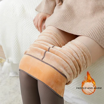 Kış Sıcak Külotlu Kadın Kalın Külotlu Çorap Yanlış Saydam Külotlu Çorap Yün Astarlı Tayt Yüksek Belli Elastik Külotlu Çorap