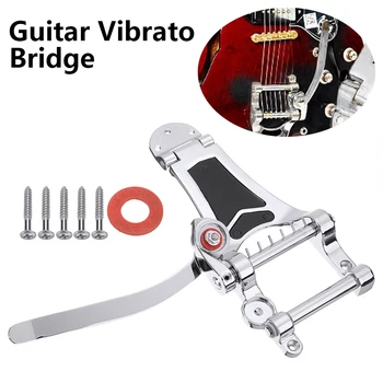 Gümüş Krom Tremolo Vibrato Tailpiece Köprü Yedek Elektro Gitar Parçaları Hollow Vücut Gitar Müzik Aletleri Parçaları