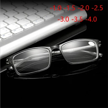 Diyoptri-1.0-1.5 To-4 TR90 Öğrenci Bitmiş Miyopi Gözlük Unisex Retro Kare Miyop Gözlük Siyah / Şeffaf Gri
