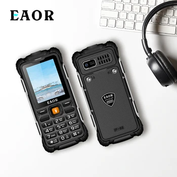 EAOR Güç Bankası Sağlam Telefon Özelliği Telefon 3000mAh Çift SIM Kart IP68 Su/Toz Geçirmez Tuş Takımı Telefonları Basma düğmesi Telefon Meşale ile