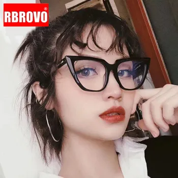 RBROVO Cateye gözlük kadın Anti-mavi ışık Retro gözlük kadın tasarımcı gözlük ıçin kadın / erkek ayna Lentes De Lectura Mujer
