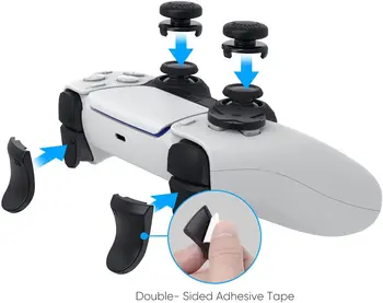 PS5 aksesuar seti seti, DualSense denetleyicisi ile uyumlu, başparmak kavrama joystick + L2 R2 tetik genişletici + D-pad düğmesi, suitab