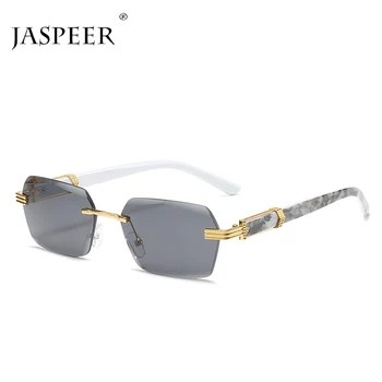 JASPEER Çerçevesiz Dikdörtgen Güneş Gözlüğü Kadın Erkek Shades Degrade UV400 güneş gözlüğü Retro Çerçevesiz Marka Tasarımcı Güneş Gözlüğü