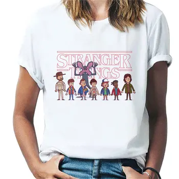 2021 Yaz Moda Kadın T-shirt Stranger Şeyler Baş Aşağı 11 T-shirt Bayanlar Komik Harajuku grafikli tişört Üst Tee