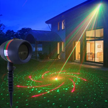 Hareketli Tam Gökyüzü Yıldız Lazer Projektör Peyzaj Aydınlatma Kırmızı ve Yeşil Noel Partisi LED sahne ışığı Açık Bahçe Çim lazer lamba
