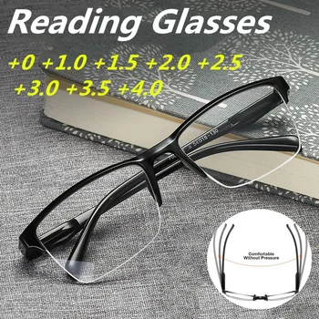 2021 Yarım Çerçeve okuma gözlüğü Presbiyopik Gözlük Erkek Kadın Uzak Görüş Gözlüğü Mukavemetli + 75 İla + 400 İş Ofis