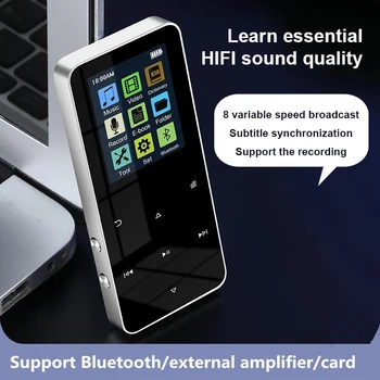 1.8 İnç Metal Dokunmatik MP3 MP4 Müzik Çalar Bluetooth 4.2 Desteği 128G Kart FM çalar saat Pedometre E-kitap Dahili Hoparlör