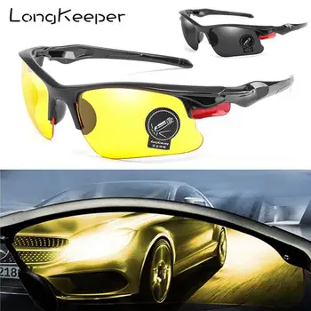 LongKeeper Araba Gece Görüş Gözlüğü Erkekler Parlama Önleyici Gece Görüş sürüş gözlükleri Sarı Lens Gözlük UV Koruma Güneş Gözlüğü