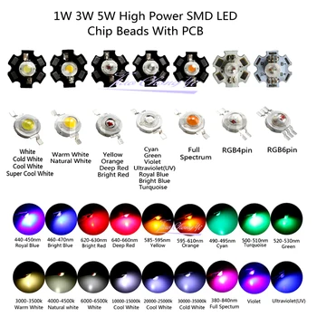 10-100 ADET 3 W Yüksek Güç led sıcak beyaz / soğuk beyaz / doğal beyaz / kırmızı / yeşil / Sarı Kraliyet mavi IR UV LED Hiçbir pcb veya 20mm yıldız pcb