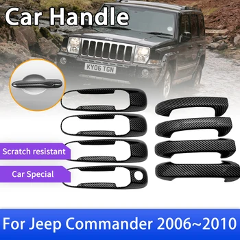 Karbon Fiber Akıllı Kapı kulp kılıfı Fit için Jeep Komutanı XK 2006 2007 2008 2009 2010 Araba Styling Süslemeleri Aksesuarları Sticker