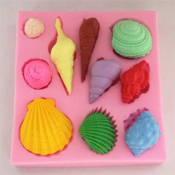 1 Adet DIY Güzel Kabuk Denizyıldızı Kabuklu Deniz Silikon Kalıp Fondan Kek Dekorasyon Araçları Sabun Kalıp Kek Çikolata Pişirme Kalıpları