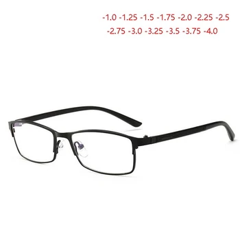 - 1.0-1.25-1.5 İla-4.0 Anti mavi ışık bitmiş miyopi gözlük erkekler TR90 Kare reçete Gözlük Kısa sighte gözlük