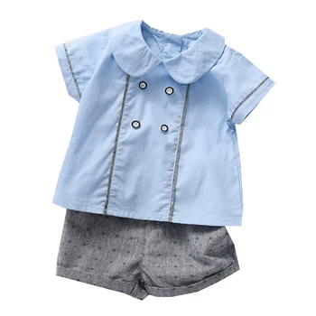 Ispanyolca Bebek Giysileri Erkek Doğum Günü Partisi Kıyafetleri Yaz Toddler Beyefendi Pamuk Seti Moda kısa kollu tişört Şort Çocuk Seti