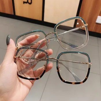 Kare Moda Sahte Gözlük Çerçeveleri Erkekler Kadınlar Optik Yüksek Kaliteli mavi ışık bilgisayar miyopi şeffaf büyük boy Gözlük Yeni
