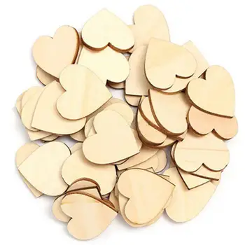 50 Adet Kalp şeklinde Çevre Dostu Dekoratif Ahşap Cips Ahşap Aşk Kalp Şekli DIY Asılı Kalp Düz Dekorasyon El Sanatları