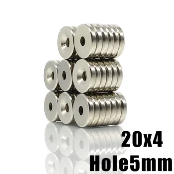 2~50 ADET 20x4-5mm Güçlü Mıknatıslar 20 * 4mm Delik 5mm Küçük Kalıcı Yuvarlak Havşa Neodimyum Manyetik Mıknatıs 20x4-5mm 20 * 4-5