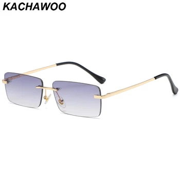 Kachawoo mavi kadın dikdörtgen güneş gözlüğü çerçevesiz erkekler küçük güneş gözlüğü metal kare erkek çerçevesiz Avrupa tarzı