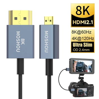 MOSHOU HDMI 2.1 Ultra İnce Esnek Mikro HDMI HDMI 8K@60Hz 4K@120Hz Gimbal GoPro Hero 7 Kamera Sabitleyici Dizüstü Bilgisayar