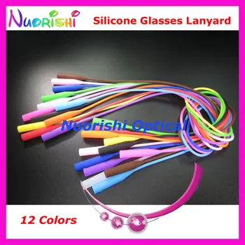 100 adet L609 12 Renkler Yuvarlak Kafa Tasarımı Yüksek Kaliteli Elastik Silikon Kaymaz Gözlük Güneş Gözlüğü Uzun Kabloları Kordon Ücretsiz Kargo