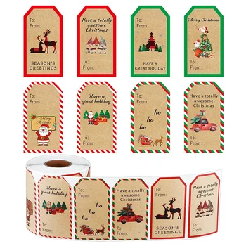 50-300 Adet Merry Christmas Hediye Etiketleri Kraft Kağıt Çıkartmalar Hediye Kutusu Sarma Dekor Mühür etiketleri Hediye Kartı Noel Malzemeleri Şekeri