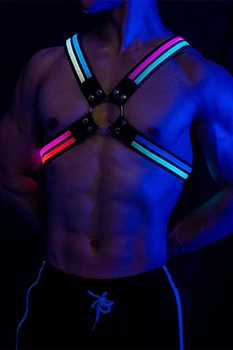 Göğüs askısı erkek Omuz Askısı led ışık Yanıp Sönen Şarj Sahne göğüs kemeri Kas Erkekler Eşcinsel Dekorasyon Gösterisi Parti