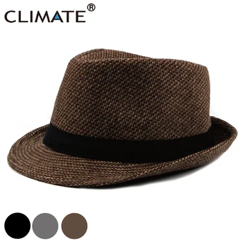 IKLİM Erkekler Kış Fedora Sıcak Fedoras Erkek Şapka Adam için İngiliz Tarzı Sıcak Şapka Kapaklar Beyefendi Üst Fedora Erkek Şapka Kap