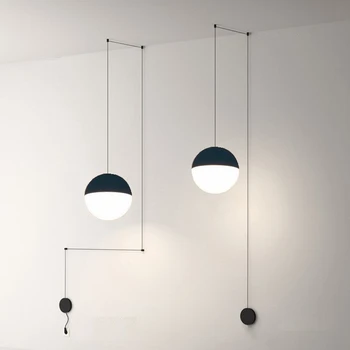 Başucu Modern kolye lamba LED tel süspansiyon ışıkları avize Loft dekor mutfak ada cam küre lambaları askıları ile