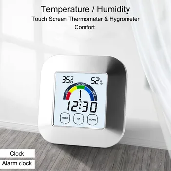 TS-S63 0-50℃ LCD Dijital Termometre 20 % ~ 99 % Higrometre Ev Kapalı Oda İklim Temassız Elektronik Termometre Masa