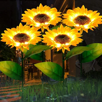 Güneş LED ayçiçeği ışıkları açık su geçirmez bahçe dekorasyon çim ışıkları veranda yolu Yard balkon