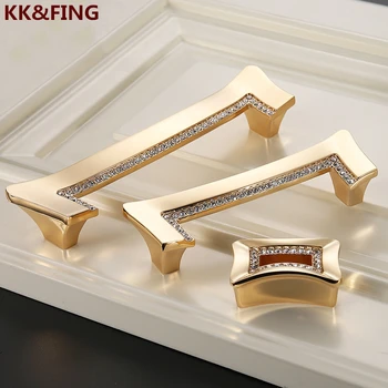 KK ve PARMAK Lüks Elmas dolap kolları Altın Kristal Dolap Çekmece Kolları Mobilya Elmas Kapı Çeker High-end Dekorasyon