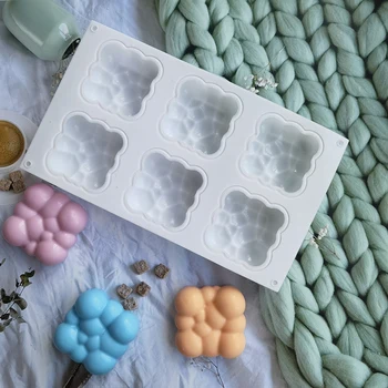 3D 6 Kavite Kare Bulut Şekilli Silikon Bakeware Kalıp Tatlı Mousse Kek DIY Pişirme Formu Jöle Kalıpları Dekorasyon Araçları